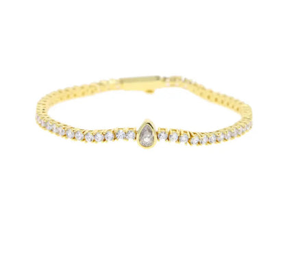 Gold Sophistica Pear Cut Tennis Bracelet