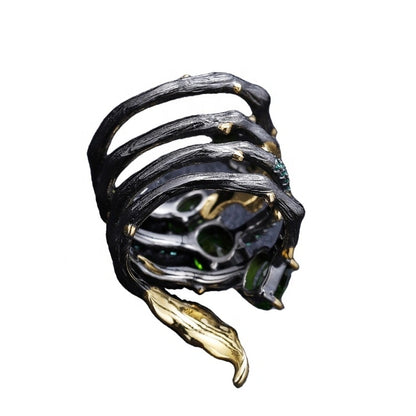 Vintage Fire Green Diopside Ring (925, Vermeil)