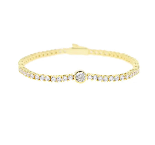 Gold Sophistica Brilliant Cut Tennis Bracelet