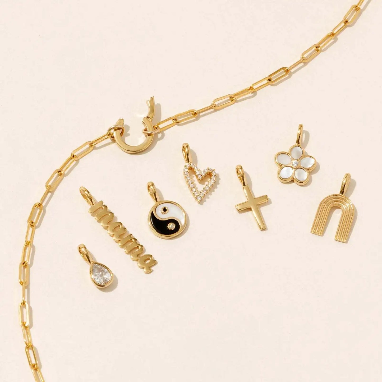 Chic Series Charmed (Stainless Steel, Paperclip & Rollolink Necklace & Bracelet)