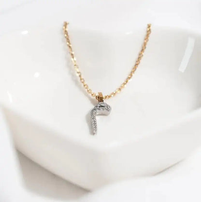 Two Tone Pave Arabic Initial Necklace