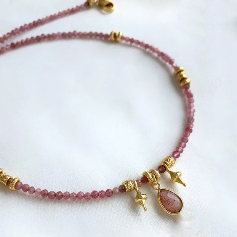 Pink Tourmaline & Rose Quartz Triple Necklace