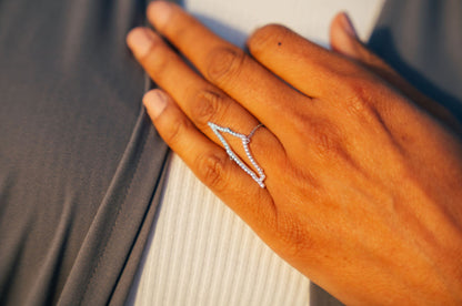 Silver Pave NSCD Palestine Ring (925, Adjustable)
