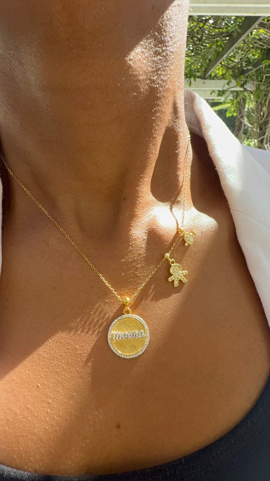 Mothers Day Symbolic Son Charm Necklace (925, Vermeil)