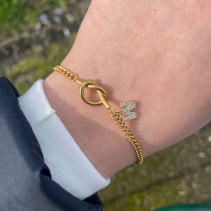 Gold Infinity Knot Initial Bracelet & Necklace  (S.Steel)