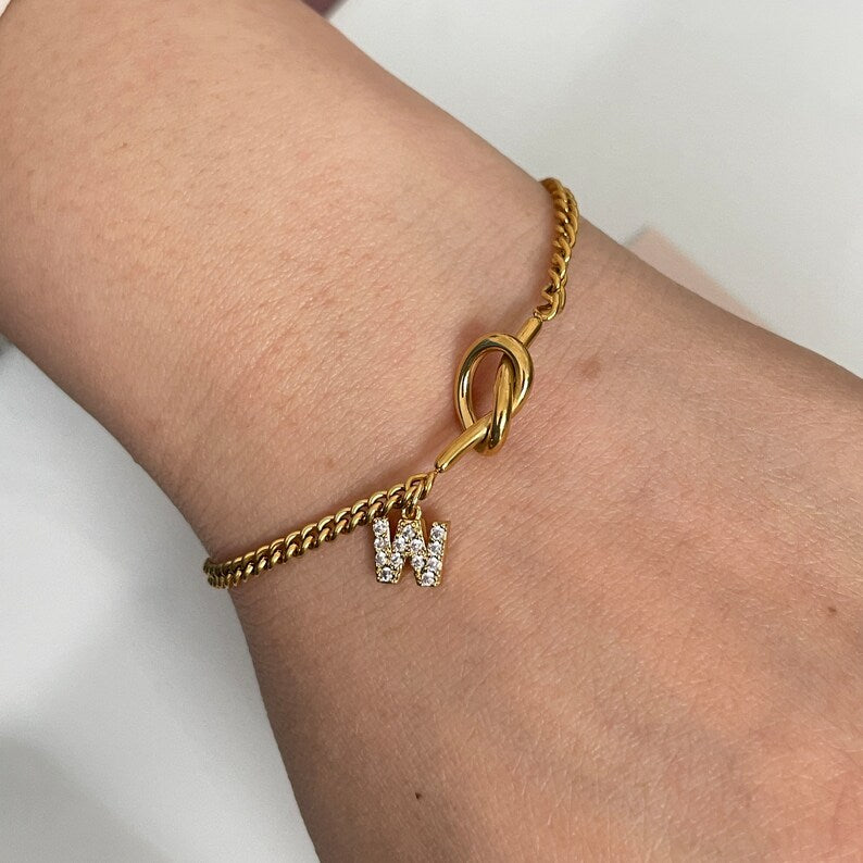 Gold Infinity Knot Initial Bracelet & Necklace  (S.Steel)