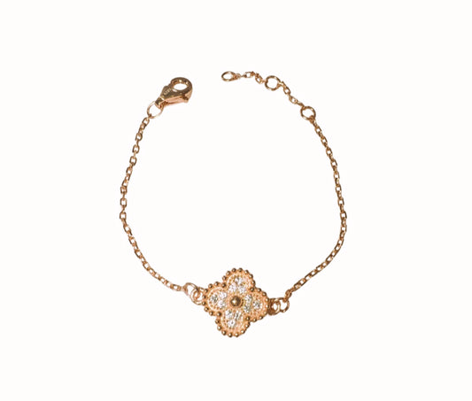 Rose Gold NSCD Clover Motif Baby Bracelet (925, 18k Vermeil)