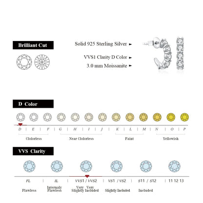 Moissanite Oval Hoop Earring (3mm TCW, Gold, Silver)