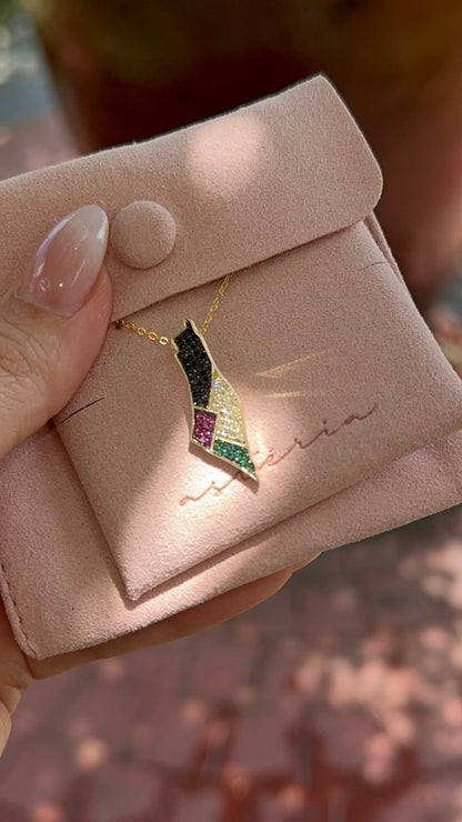 Sunset Pave Palestine Necklace (925)