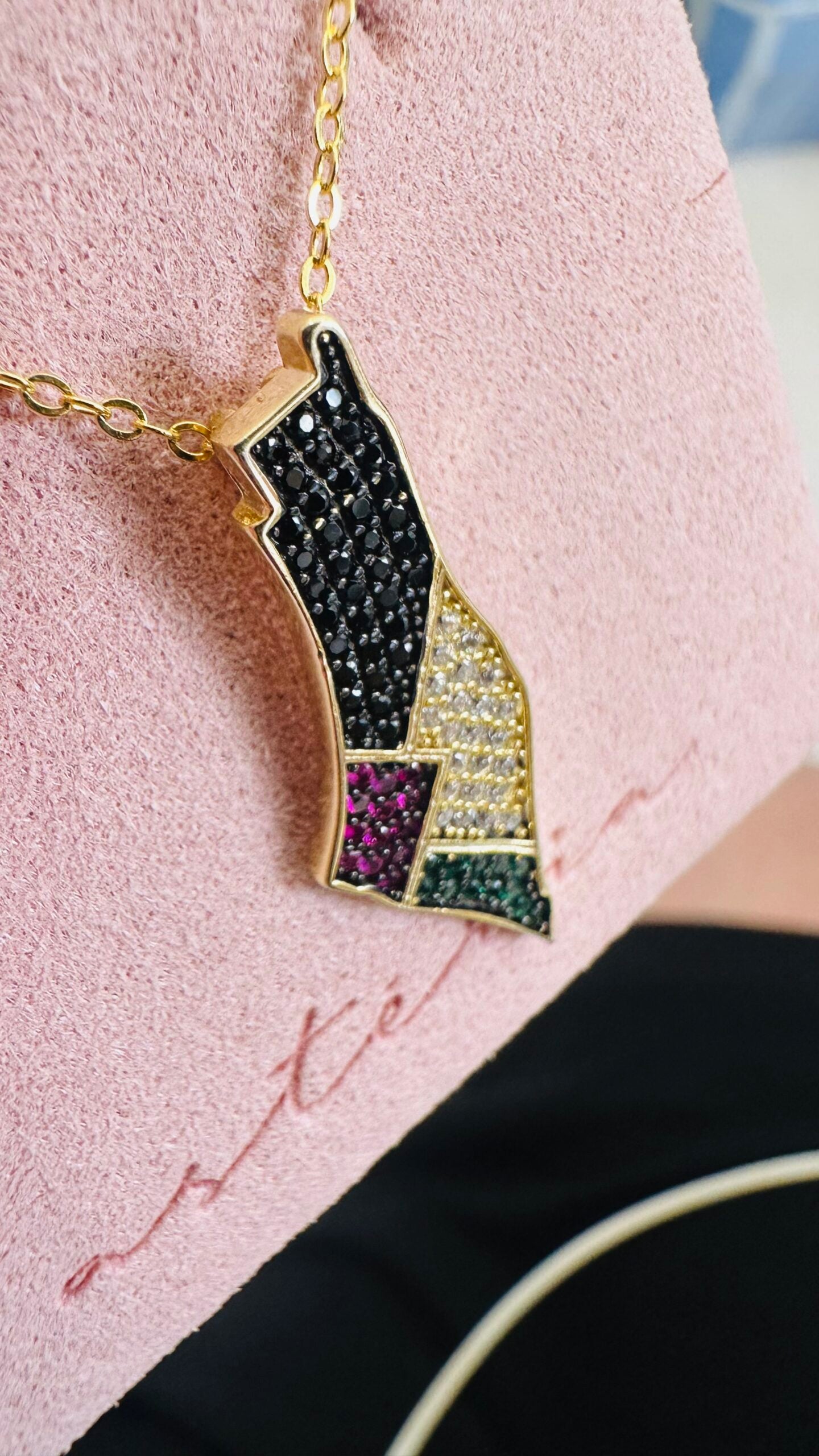 Sunset Pave Palestine Necklace (925)