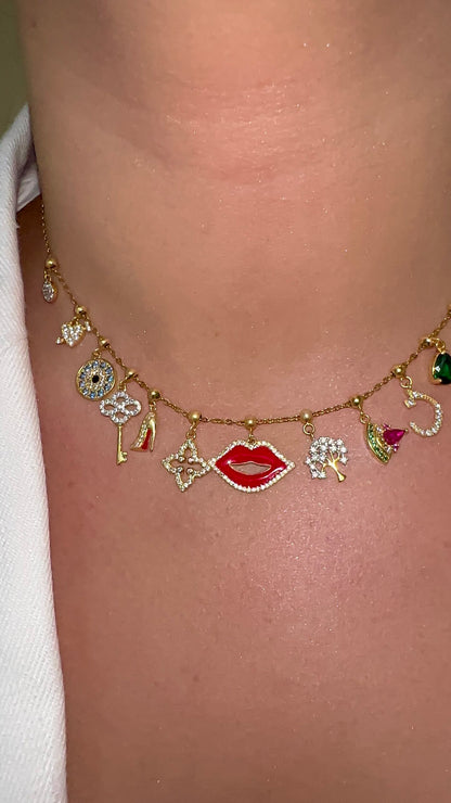 Elite Series Red Lip With NSCD Sparkle Liner Charm (925, Vermeil)