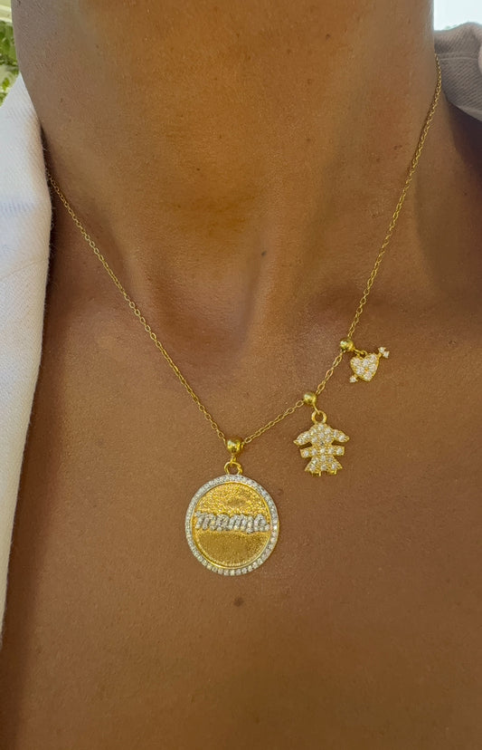 Mothers Day Symbolic Daughter Charm Necklace (925, Vermeil)