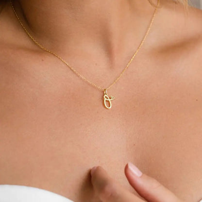 Gold Oh My Heart Initial Necklace (Stainless Steel)
