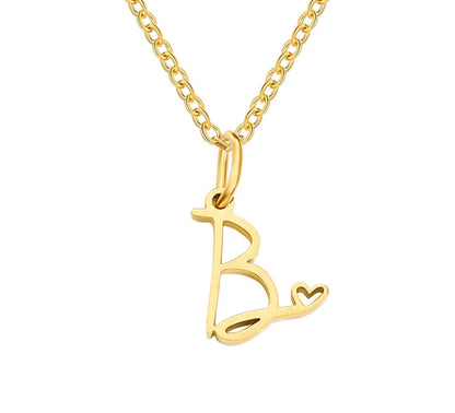 Gold Oh My Heart Initial Necklace (Stainless Steel)