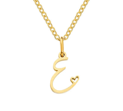 Gold Oh My Heart Initial Necklace (Stainless Steel)