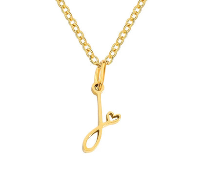 Gold Oh My Heart Initial Necklace (Stainless Steel)