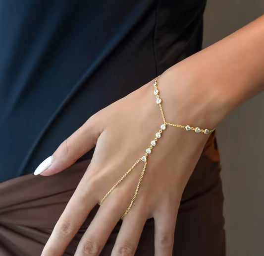 So In Love Heart Bezel Hand Chain (Gold & Silver)
