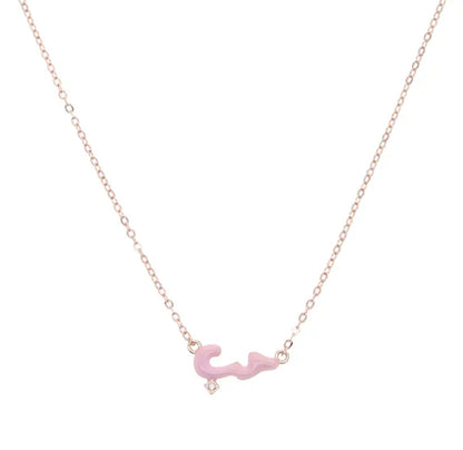 Pastel Habibi Cubic Rose Gold Enamel Necklace (Pink, Blue, Green, White)