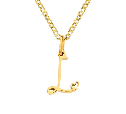 Gold Oh My Heart Initial Necklace (Stainless Steel)