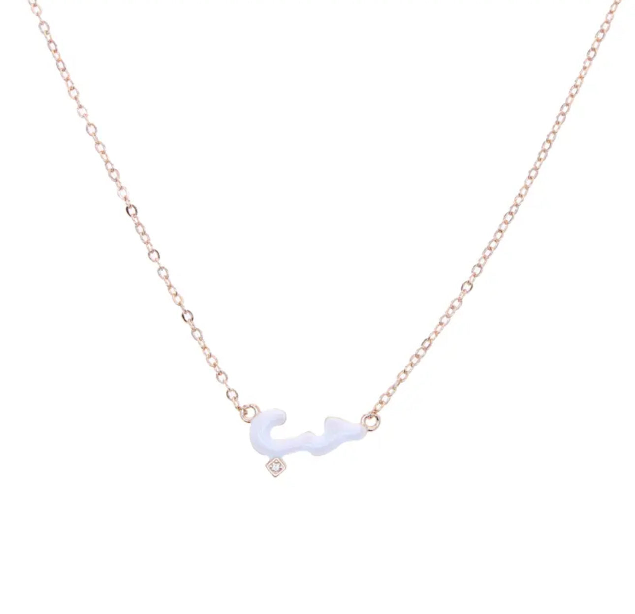 Pastel Habibi Cubic Rose Gold Enamel Necklace (Pink, Blue, Green, White)