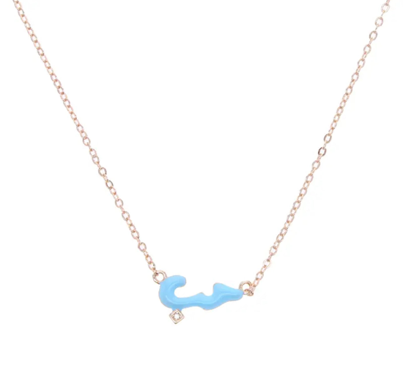 Pastel Habibi Cubic Rose Gold Enamel Necklace (Pink, Blue, Green, White)