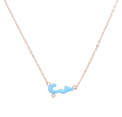 Pastel Habibi Cubic Rose Gold Enamel Necklace (Pink, Blue, Green, White)