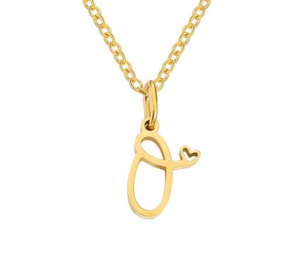 Gold Oh My Heart Initial Necklace (Stainless Steel)