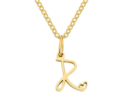 Gold Oh My Heart Initial Necklace (Stainless Steel)