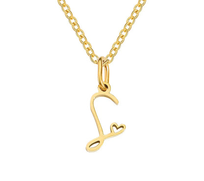 Gold Oh My Heart Initial Necklace (Stainless Steel)