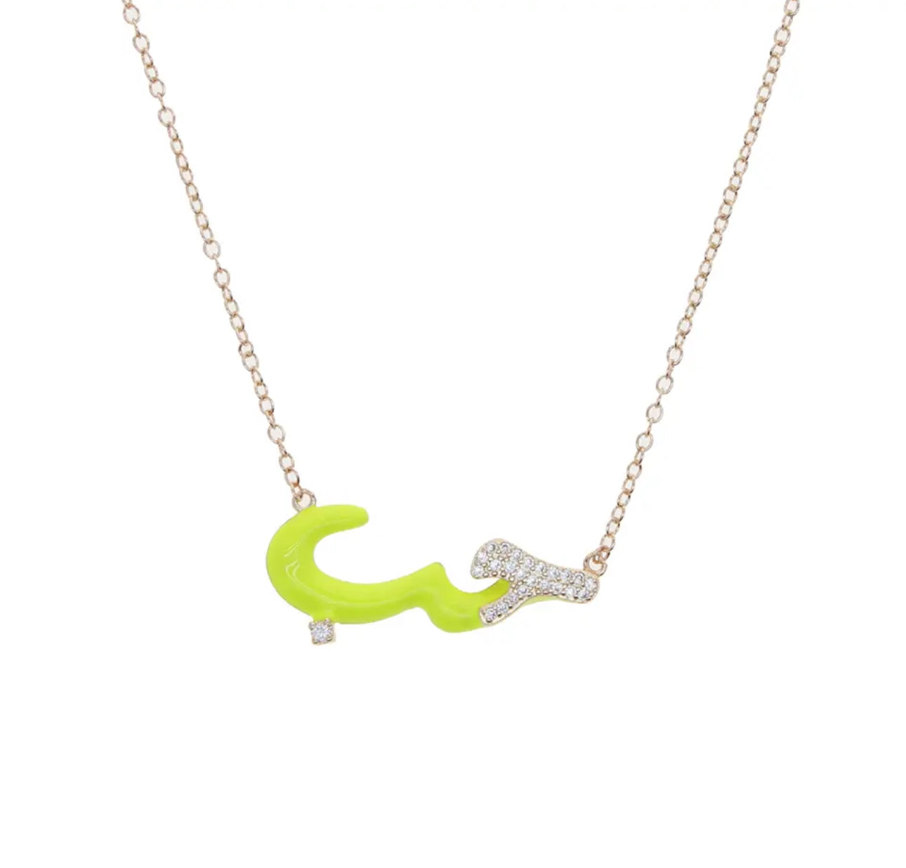 Pave Habibi Enamel Necklace (Red, Magenta, Pink, Yellow, White)