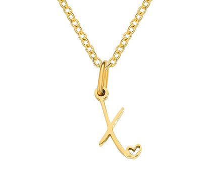 Gold Oh My Heart Initial Necklace (Stainless Steel)