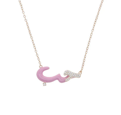 Pave Habibi Enamel Necklace (Red, Magenta, Pink, Yellow, White)