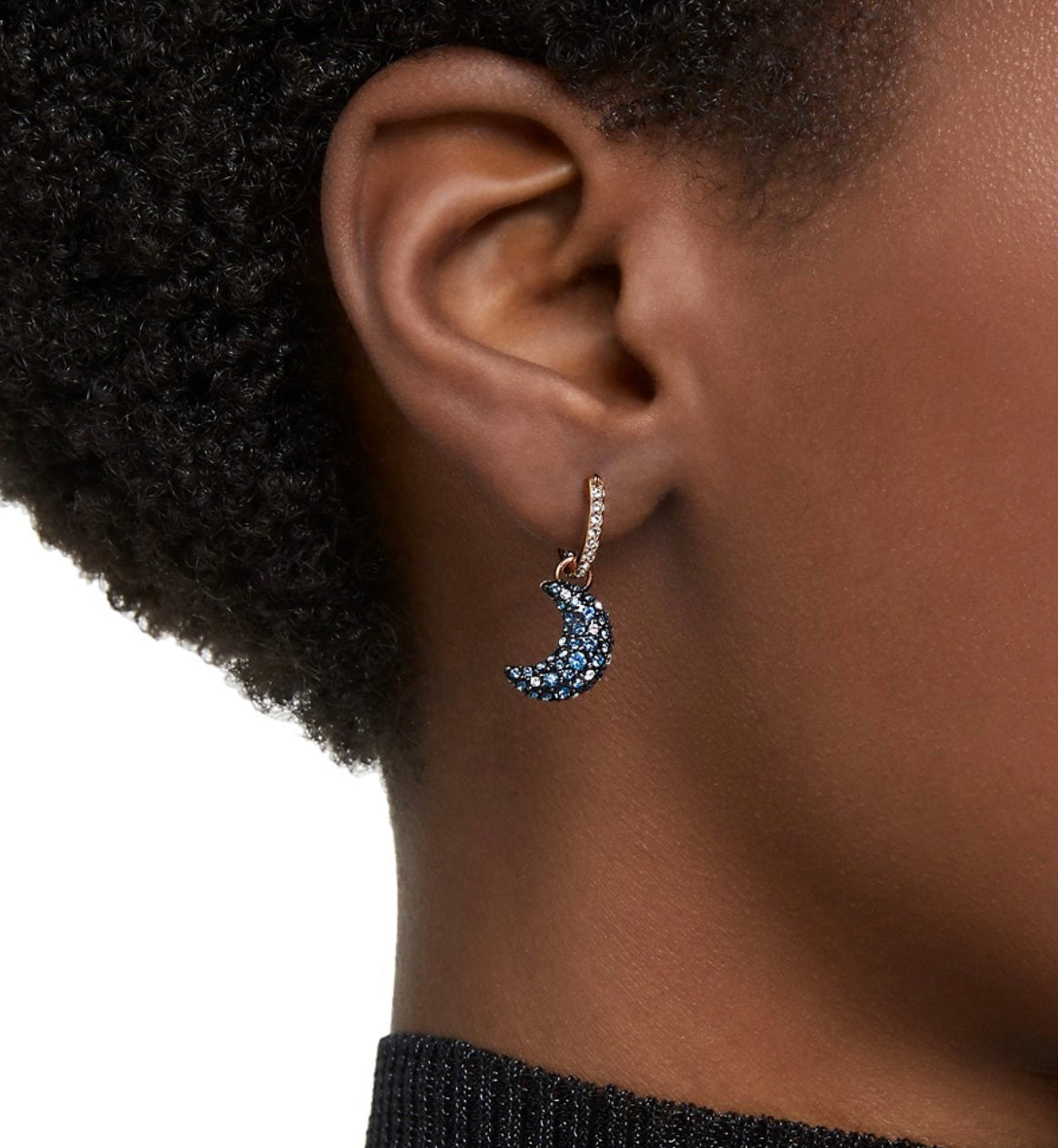 Midnight Eclipse Pearl Crescent Earring