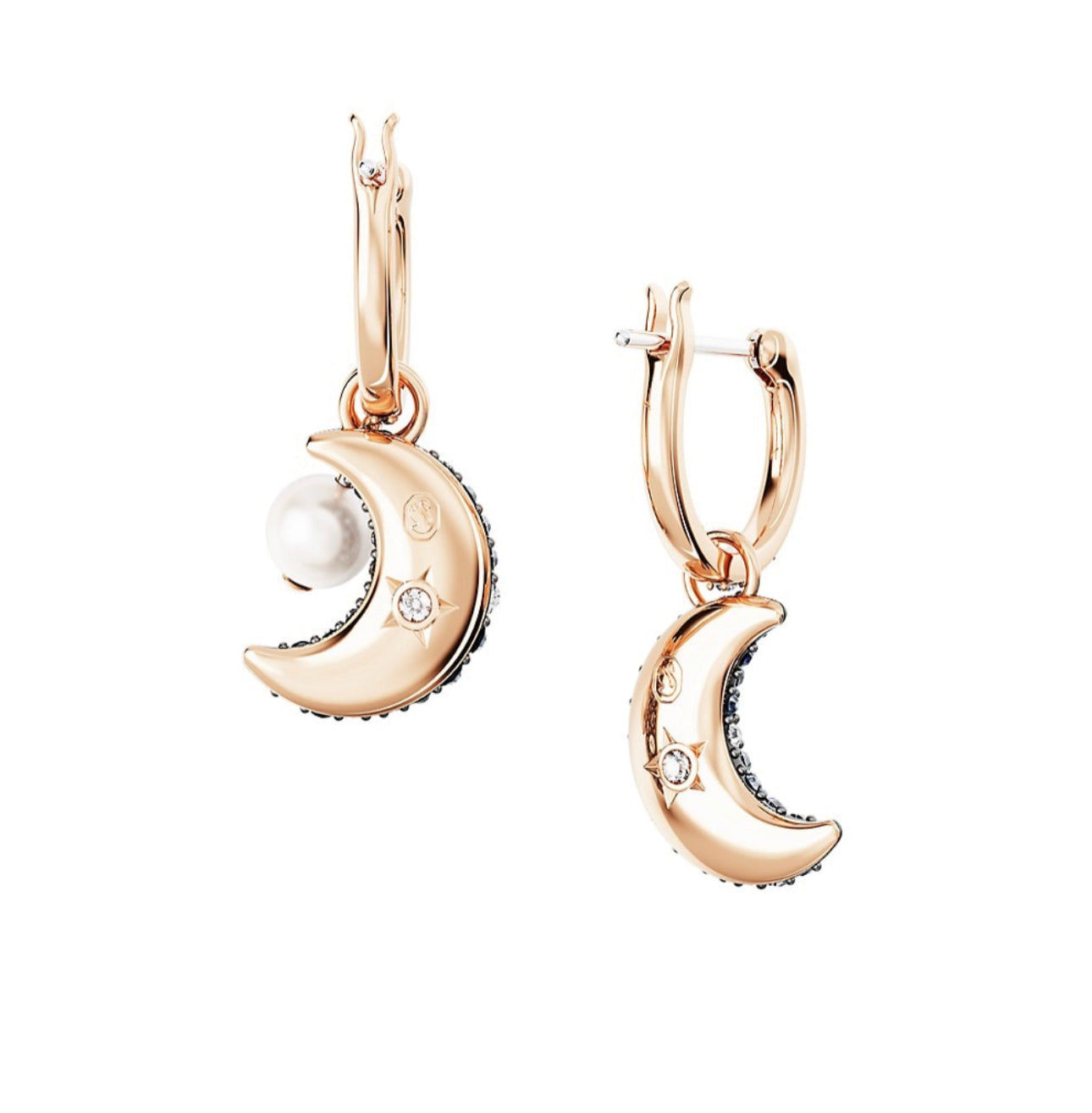 Midnight Eclipse Pearl Crescent Earring
