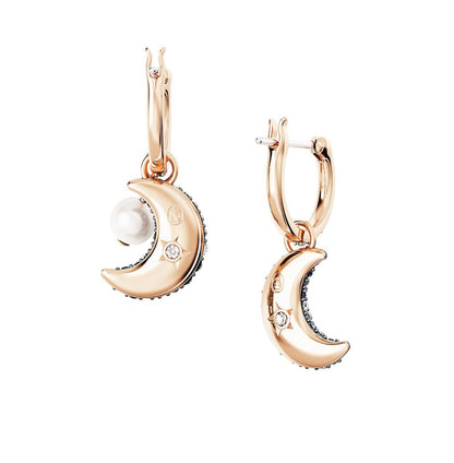 Midnight Eclipse Pearl Crescent Earring