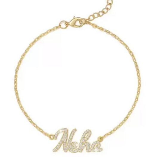Personalised Cubic NamePlate Bracelet (Silver, Gold, Rose)