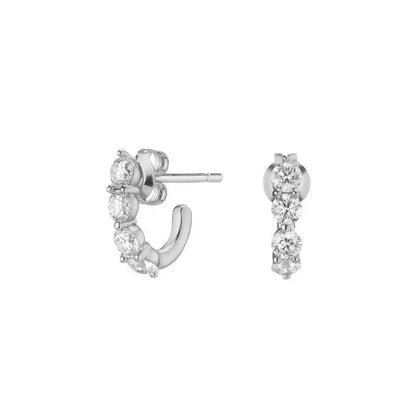 Moissanite Oval Hoop Earring (3mm TCW, Gold, Silver)