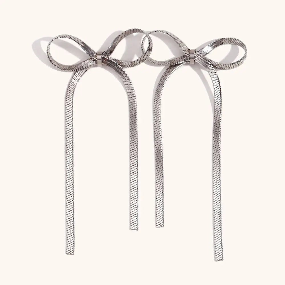 Glamour Bow Statement Earring (Gold, Silver)