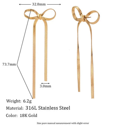 Glamour Bow Statement Earring (Gold, Silver)
