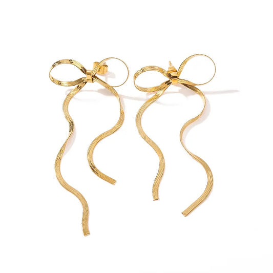Glamour Bow Statement Earring (Gold, Silver)