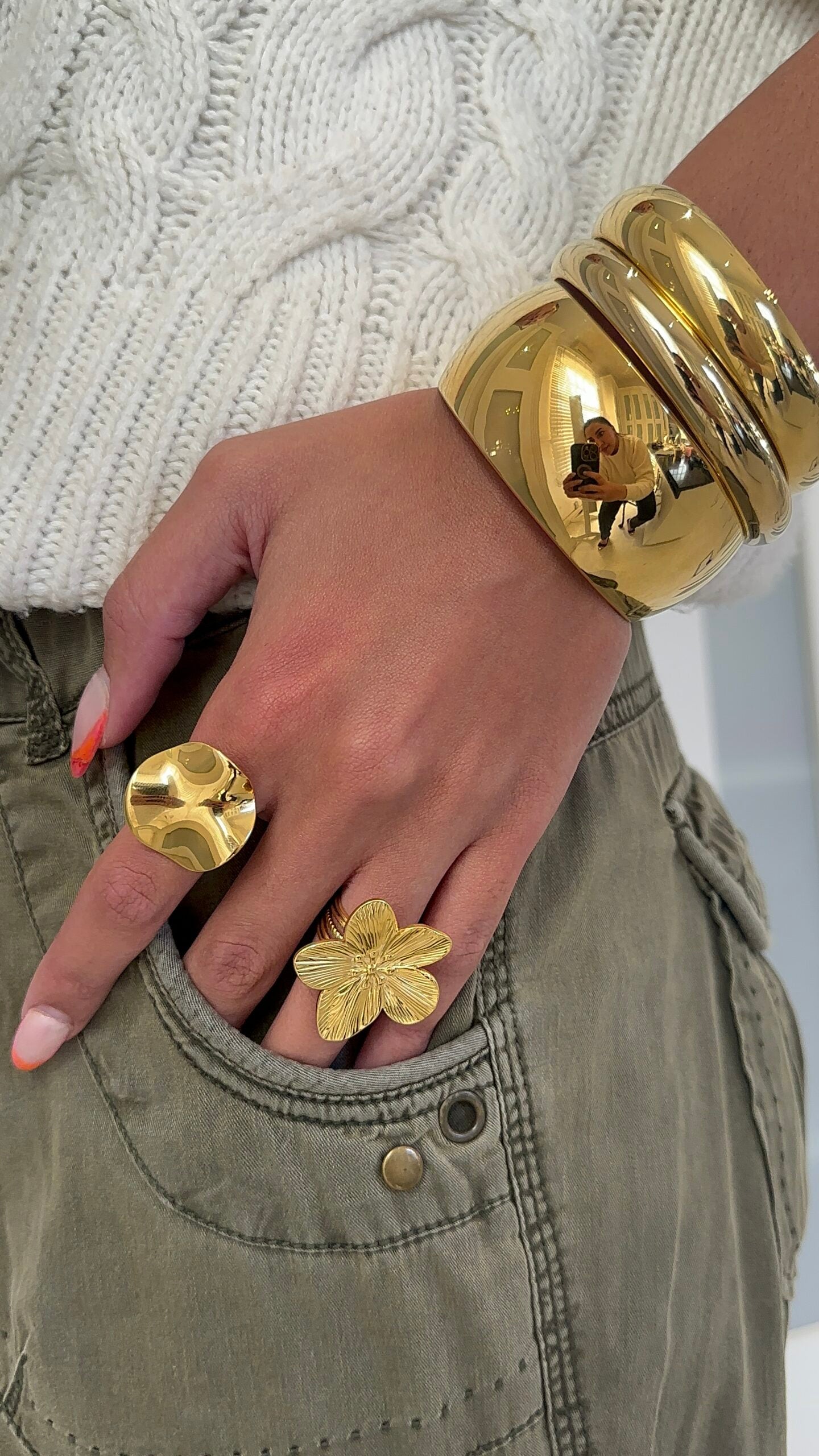 Gold Cleopatra Dome Bangles ( Stainless Steel)