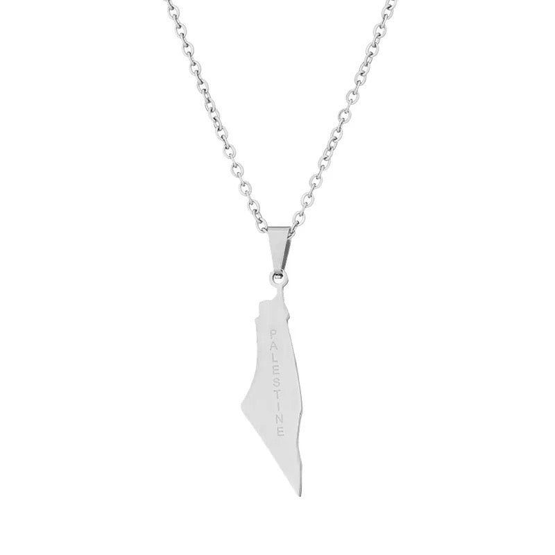 Silver Palestine Engraved Necklace (50cm)