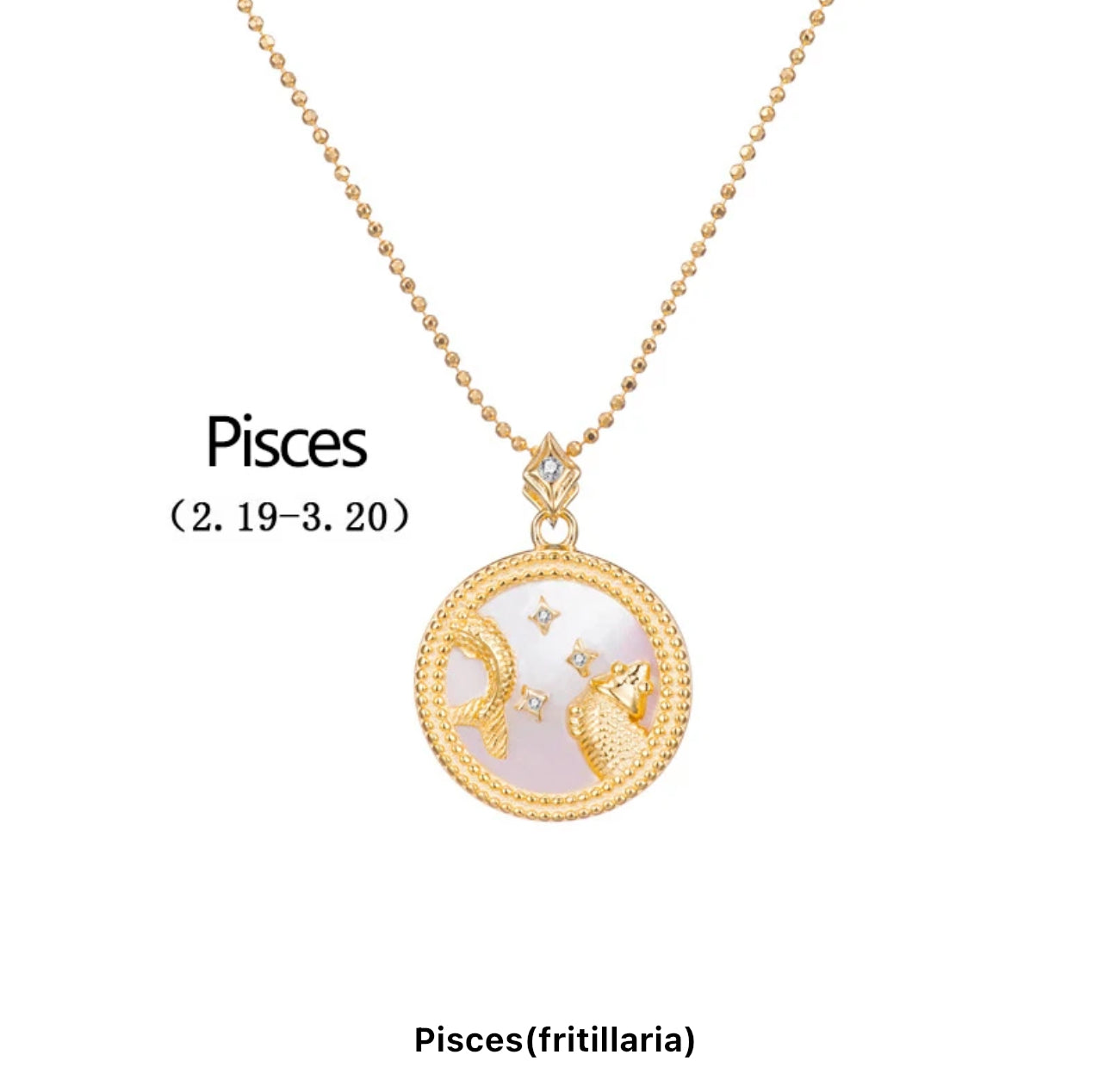 Art Deco Mother Of Pearl Art Deco Necklace (925, Vermeil)