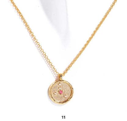 Birthstone & Zodiac Necklace (Stainless Steel)