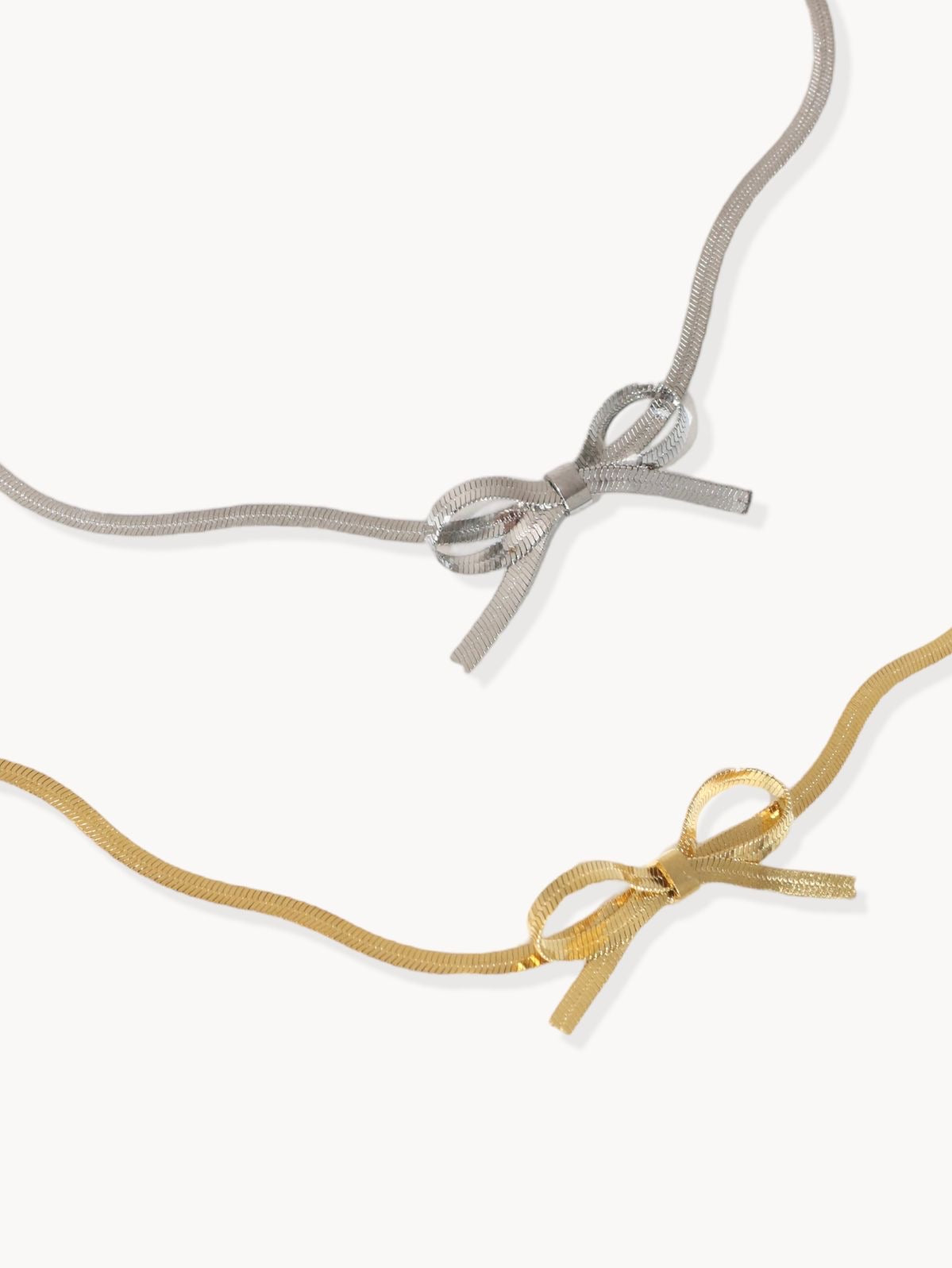 Dainty Sideswept Bow Necklace & Earrings ( Gold, Silver)