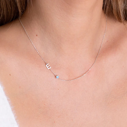 Initial Personalised Birthstone Necklace (Gold, Silver, Rose)