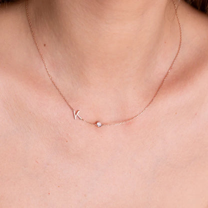 Initial Personalised Birthstone Necklace (Gold, Silver, Rose)