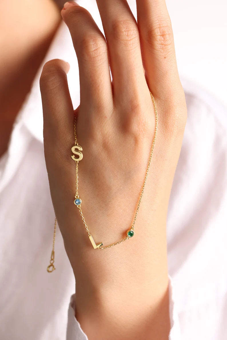 Initial Personalised Birthstone Necklace (Gold, Silver, Rose)