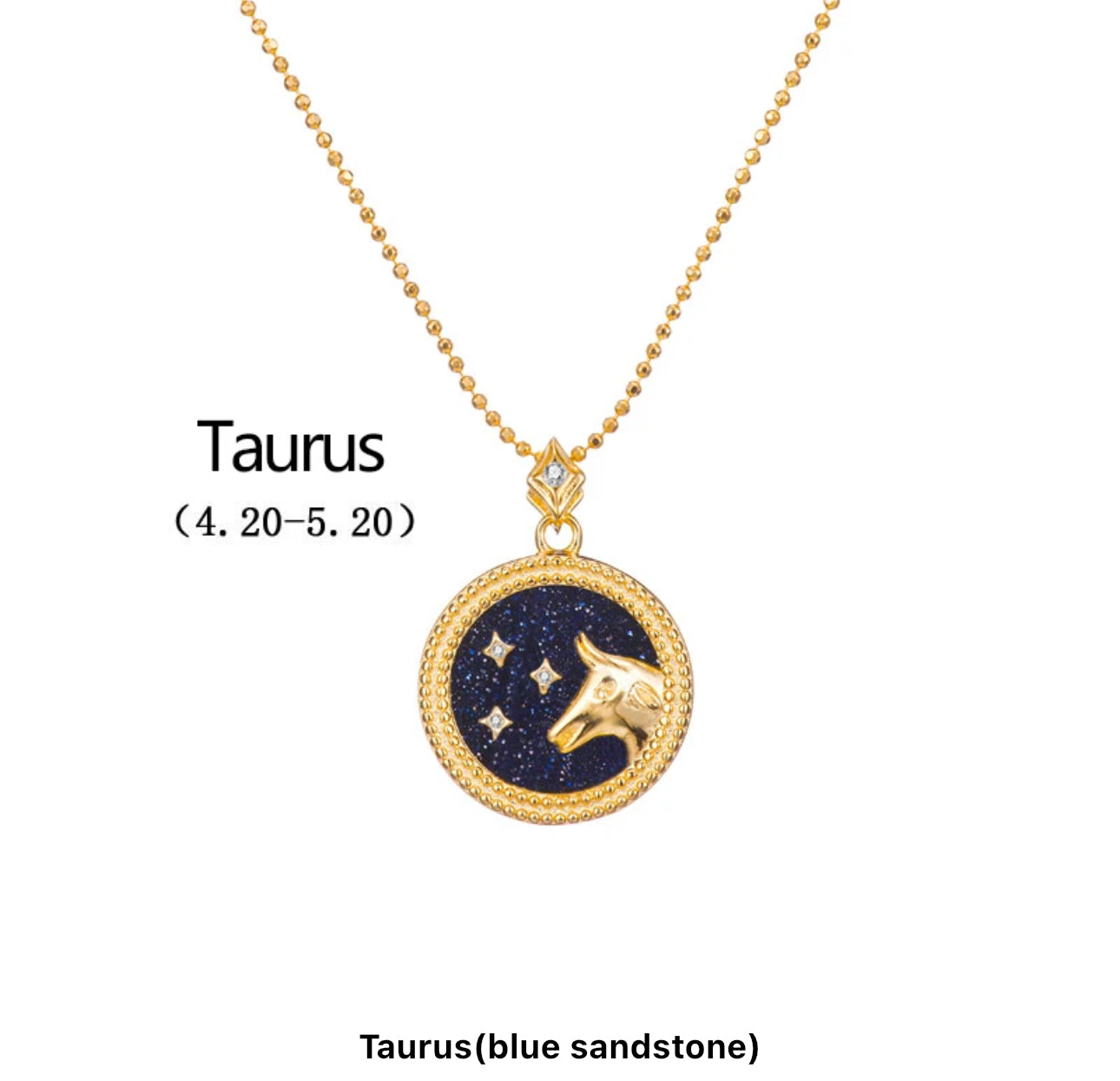Art Deco Night Sky Glitter Zodiac Necklace (925, Vermeil)