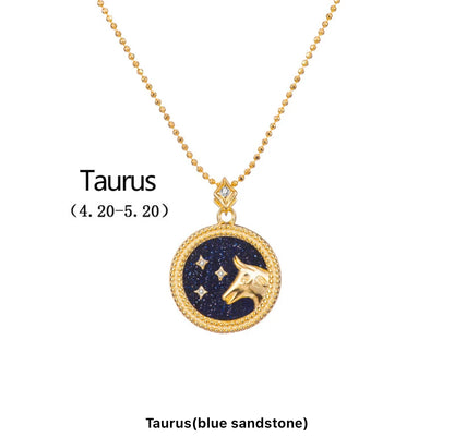 Art Deco Night Sky Glitter Zodiac Necklace (925, Vermeil)